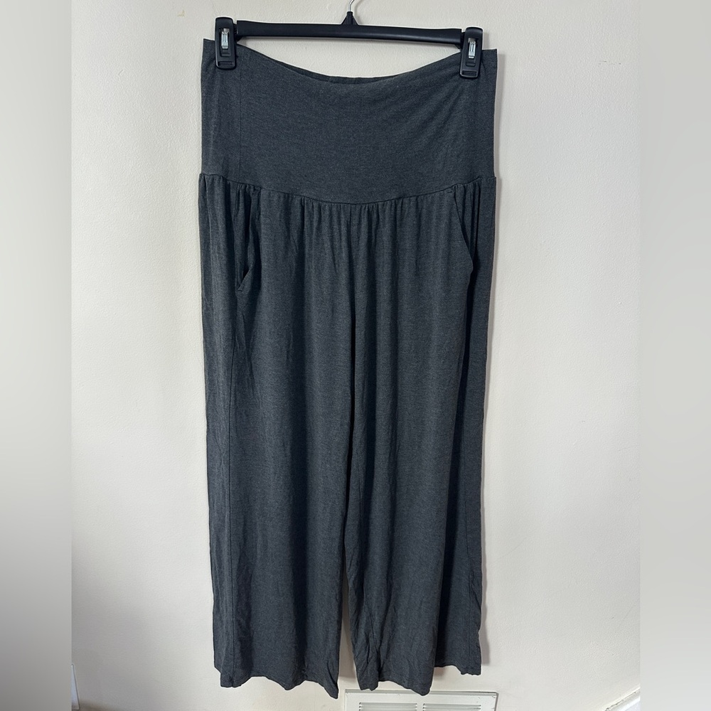 Athleta studio wide leg lounge pants dark gray petite size large